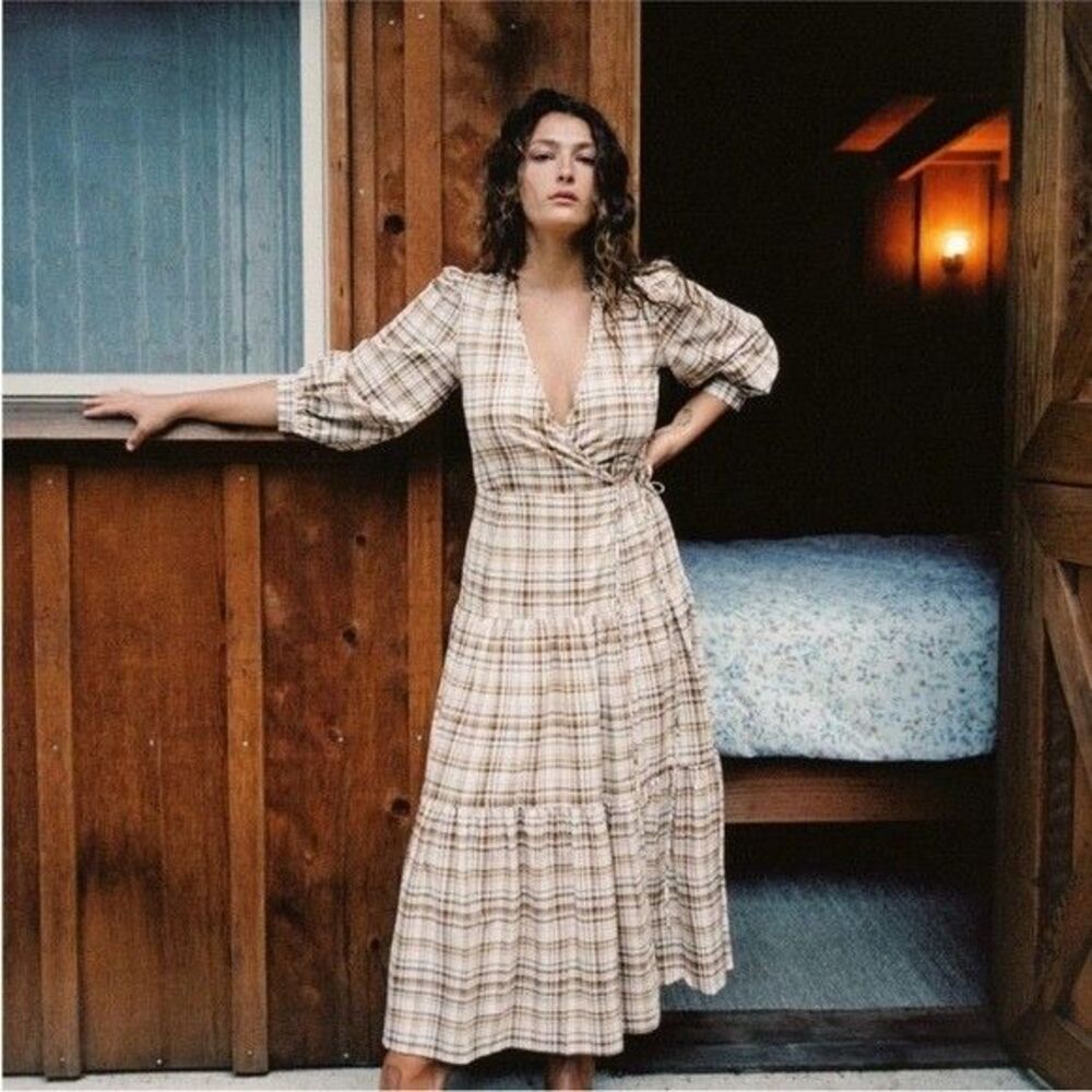 CHRISTY DAWN The Noah Dress Women's size S Mabon Plaid True Wrap Midi
